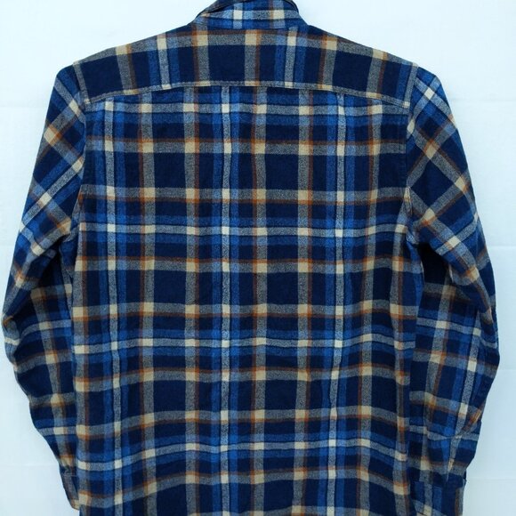 Vtg Abercrombie Fitch Blue Orange Plaid Flannel Shirt, Mens Medium 'Muscle Fit' - Picture 5 of 11